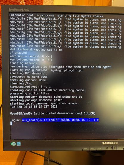 OpenBSD kernel panic screen displaying uwm_fault