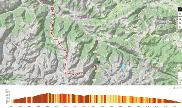 Plan d'une randonnée de 2 jours dans les Pyrénées ariégeoises.