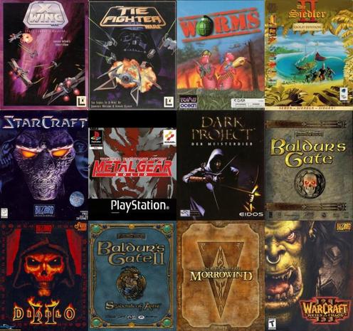 X-Wing
TIE Fighter
Worms
The Settlers 2
StarCraft
Metal Gear Solid
Thief: The Dark Project
Baldur's Gate
Diablo 2
Baldur's Gate 2
Morrowind
WarCraft 3