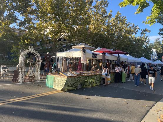 vendor booths n the afternoon sun