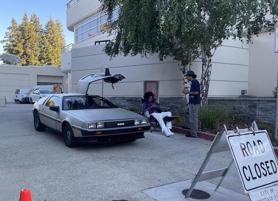 DMC DeLorean car parked at Kaiser for some reason