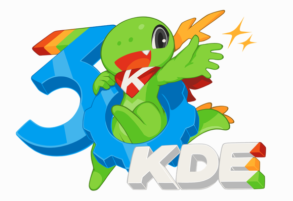 Logo for 30th anniversiry of KDE with Konqi