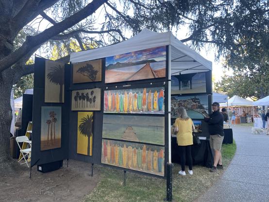 Art vendor with paintings
