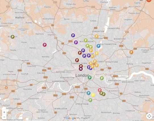 A map of London showing this year's schools that we will be visiting.
