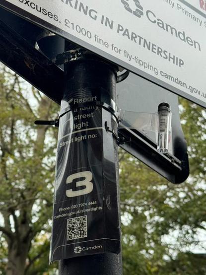 A diffusion tube attached to a lamp-post in Camden.