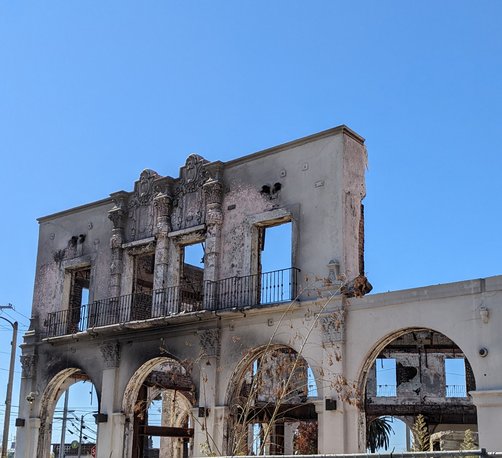 Wall of a burned out building