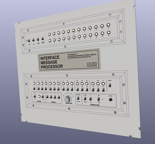 CAD drawing of a front panel for the Interface Message Processor used in the ARPANET.