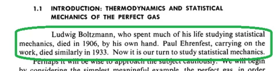 Goldstein textbook quote about statistical mechanics people committing suicide.