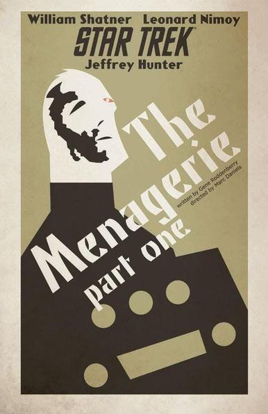Artist: Juan Ortiz

Source: https://www.startrek.com/news/juan-ortiz-unveils-may-2013-tos-art-prints

A poster for the Star Trek episode The Menagerie Part 1, done in tones of dark cream, showing a man with a scar on most of the right side of his face. A large dark panel is in front of him with 3 lights.