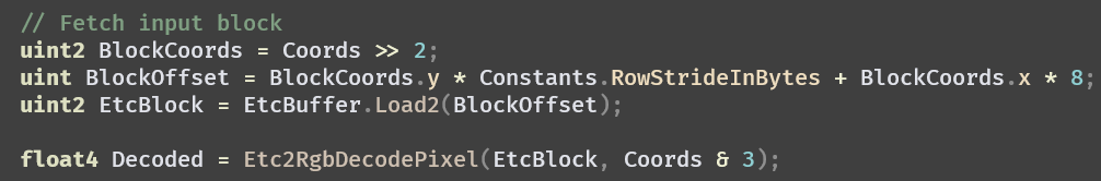 Wait, why would you write a ETC2 decoder in a HLSL compute shader?

There's a reason, I promise. I might not be the best reason, but also not the worst.