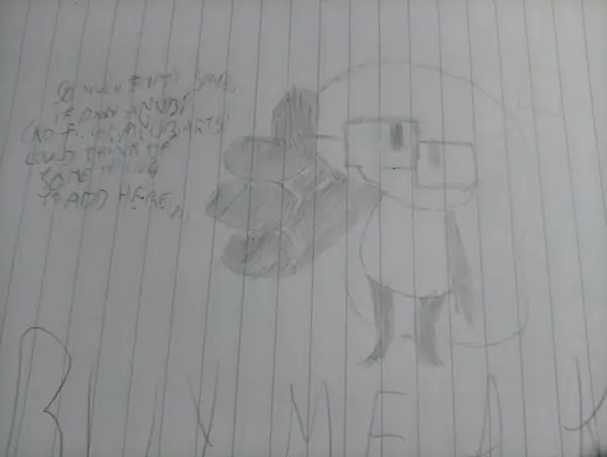 a traditional art of Anubi, giving a very big thumbs up while looking upwards. There's some text at the side that says "So much empty space,,, if only Anubi (ko-fi.com/anubiarts) could think of something to add here,,,,,". There's also some very big text at the bottom that says "BUY ME A K-", jeez I wonder what she meant there.