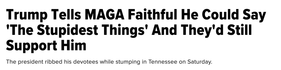 Trump Tells MAGA Faithful He Could Say
'The Stupidest Things' And They'd Still
Support Him