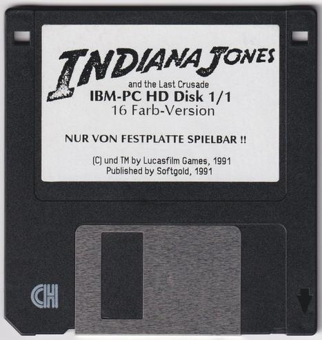 Das Spiel "Indiana Jones and the Lat Crusade" auf einer einzelnen Diskette. Nur von Festplatte spielbar. Aus dem Jahre 1991/93.