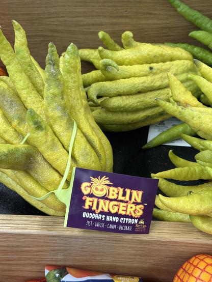 Some buddhas hand citrus branded as “goblin fingers@