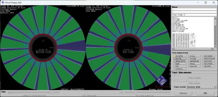 HxCFloppy Emulator visualisiert eine 1.44MB Indiana Jones Diskette.