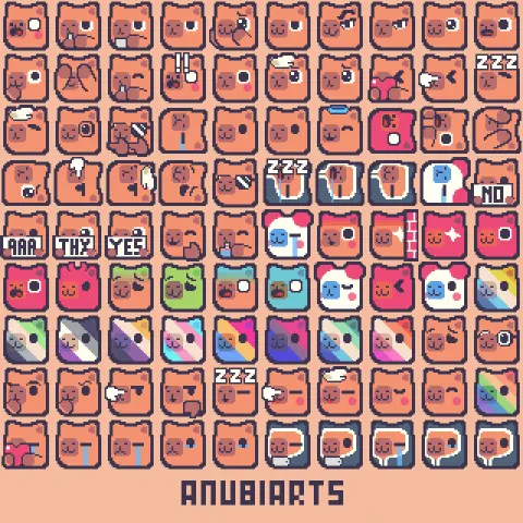 A Collection of 90 capybara emoji expressions. There's too many to cover them all here at the ALT Text, but there's a bunch of shocked, drinking, pleading, surprised, embarassed, loving, sleeping, in blankets, angry, as a clown, with different pride flags, and a bunch more over here.