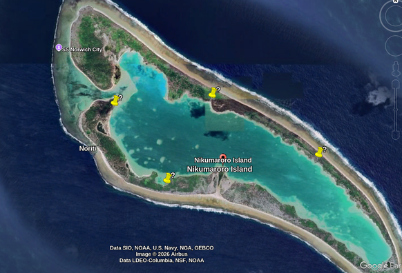 Several points of interest marked inside lagoon