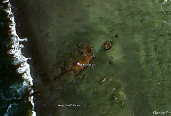 Shipwreck in area