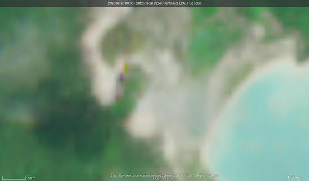 Yellow purple blue thing seen in blurry image on satellite