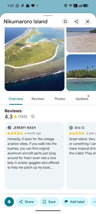 Honestly, 5 stars for the vintage aviation vibes. If you walk into the bushes, you can find original aluminum aircraft parts just lying around for free! I even met a nice lady in aviator goggles who offered to help me patch up my boat, though she kept muttering about how she missed her radio tower in Howland Island. Highly recommend if you like historical fixer-uppers