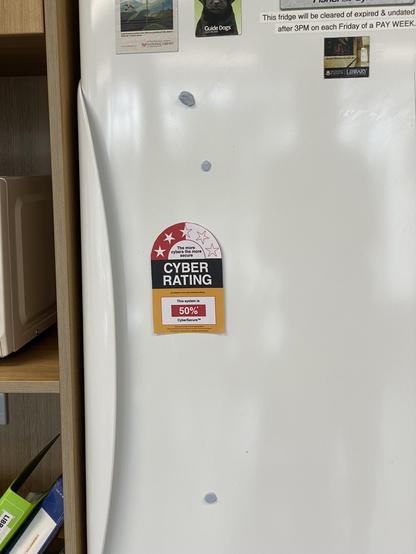 Label details. Cyber Rating. This system is 50% secure.