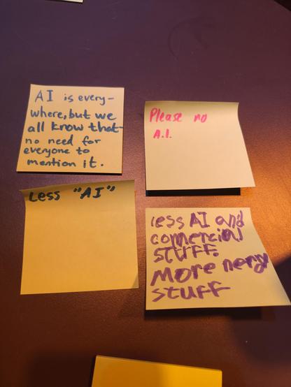 A bunch of post it's with some version of "please no AI"