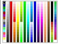 view of the deluxe paint palette, showing an identical pattern of color order