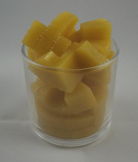 The fake pineapple chunks puzzle has been solved by placing them all in the glass
