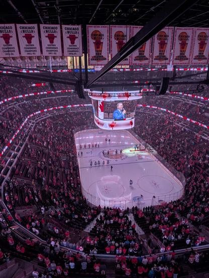 A view of the Blackhawks rink at the United Center