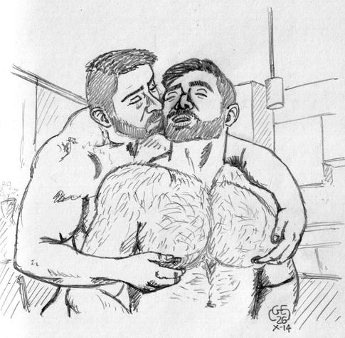 Un homme enlace son partenaire et s'apprête à jouer avec ses tétons, leurs visages expriment déjà l'excitation.

A man hugs his partner and is about to play with her nipples, their faces are already expressing excitement.