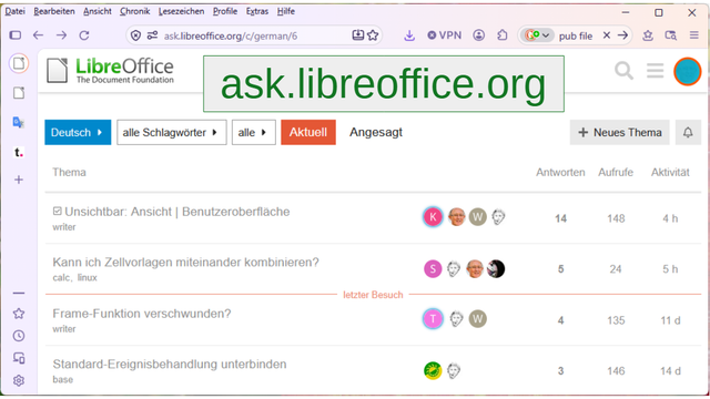 Screenshot von ask.libreoffice.org