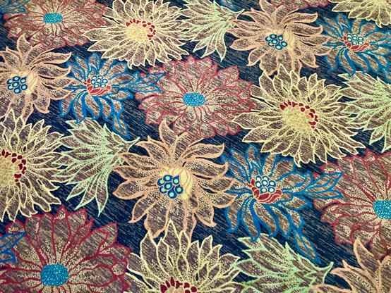 carpet in a floral pattern.
