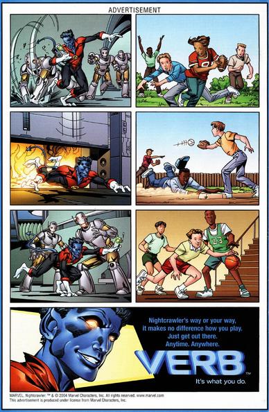 Incredibly awful mid-2000s X-Men lookin like plastic toys ad for… doing things? Fighting robots? I dunno.