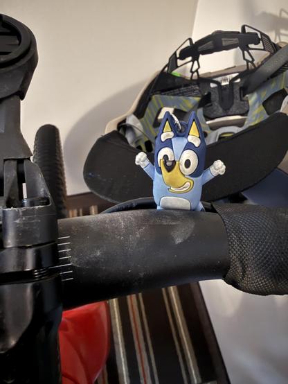 Close-up of front, sans handlebar bag. Bluey is tucked into cables ready to go!