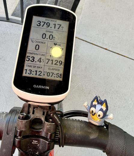 The final mileage shown on gps computer, 379.17 snd 7,129 feet elevation since Monday morning when I started.