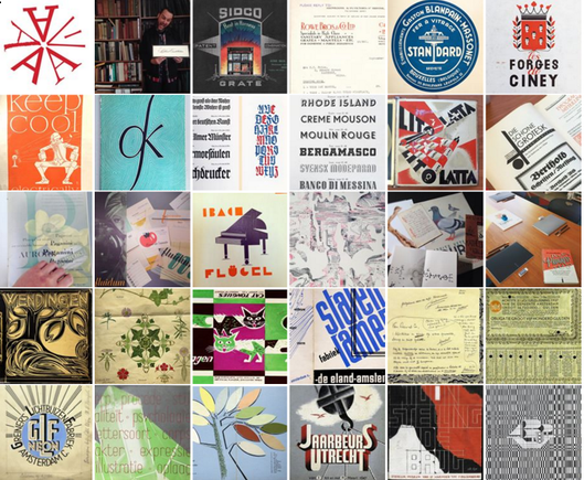 a grid of 30 images of graphic design items from the Letterform Archive