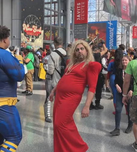 A photograph from a Reddit discussion about a Halloween "BILLIONAIRE TECH WIFE COSTUME".