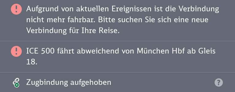 that's the Zugbindung aufgehoben noise (due to a delay the original connection is no longer viable and I can take any train I like)