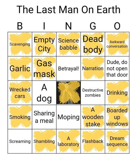 A bingo card for The Last Man on Earth.