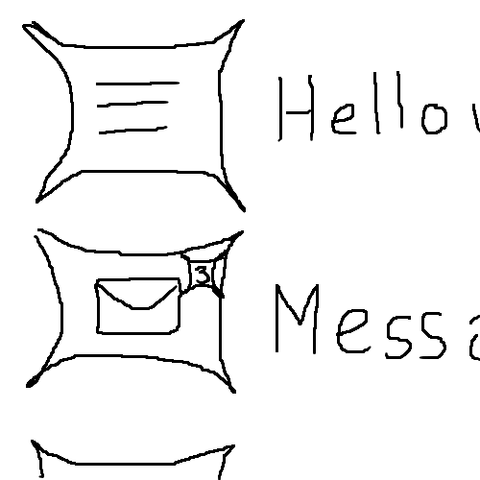 a poorly drawn mockup of a piece of a website or app, where every button is pillow-shaped, with sharp-looking corners and convex sides