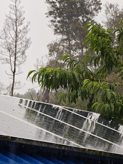 Cloudy and raining on solar panels