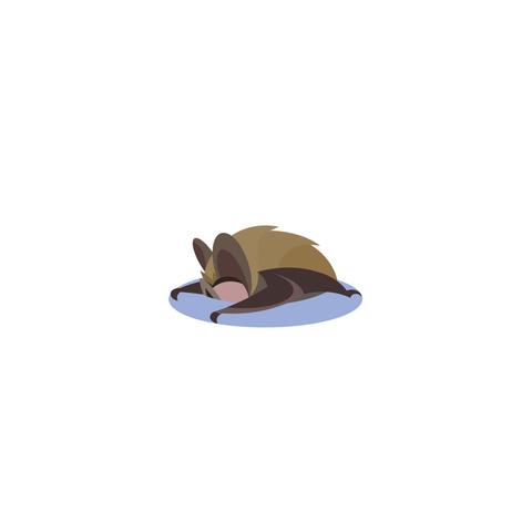 A sleeping brown bat